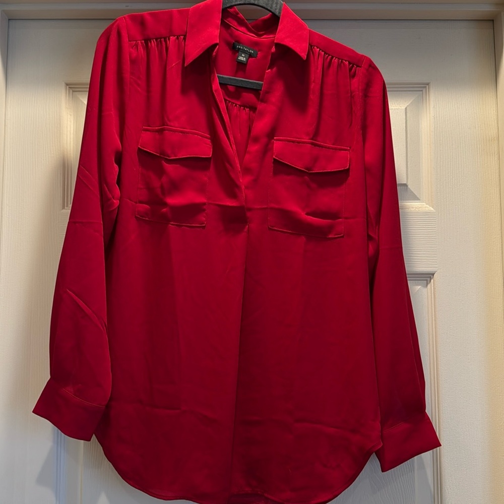Ann Taylor Red Camp Blouse